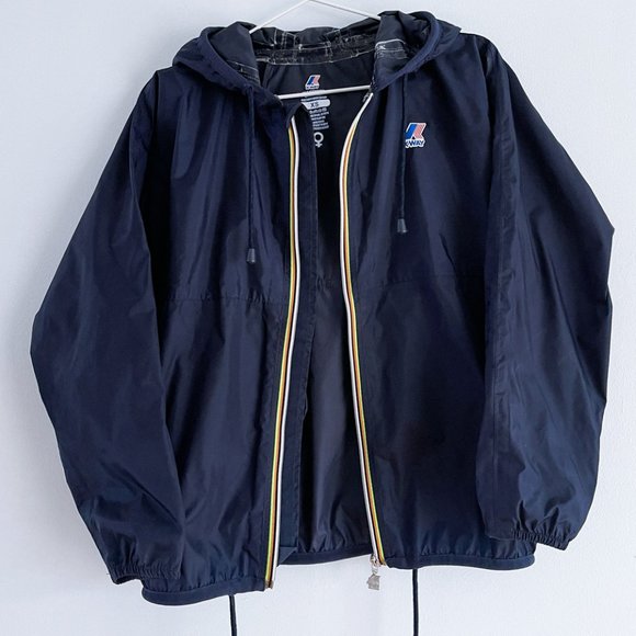 K-Way Claude Klassic Jacket Rain Windbreaker Full Zip Navy Blue Women Size XS ♀ - Picture 6 of 12